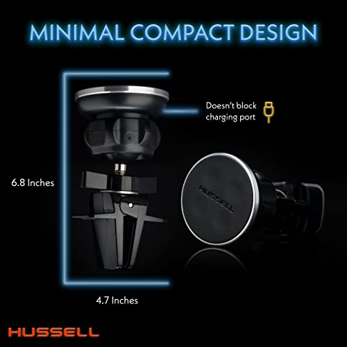 HUSSELL Magnetic Phone Car Mount, Air Vent Phone Mount for Car 360° Adjustable Universal Magnet Phone Holder - Compatible with Any Cell Phone, iPhone Galaxy LG Huawei