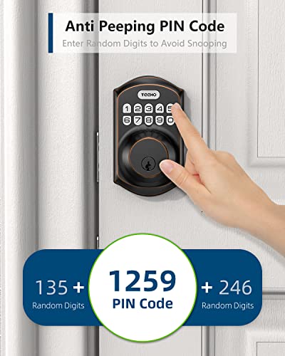 TEEHO TE001 Keyless Entry Door Lock with Keypad - Smart Deadbolt Lock for Front Door with 2 Keys - Auto Lock - Easy Installation - Oil-Rubbed Bronze