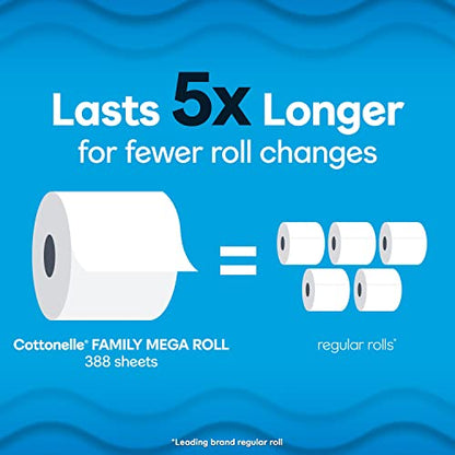 Cottonelle Ultra Clean Toilet Paper with Active CleaningRipples, 1- Ply, 24 Family Mega Rolls (4 Packs of 6) (24 Family Mega Rolls= 132 Regular Rolls), 388 Sheets per Roll, Packaging May Vary