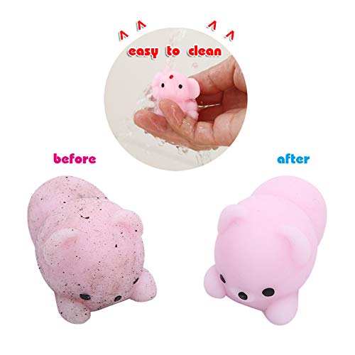 KINGYAO Squishies Squishy Toy 24pcs Party Favors for Kids Mochi Squishy Toy moji Kids Mini Kawaii squishies Mochi Stress Reliever Anxiety Toys Easter Basket Stuffers fillers with Storage Box