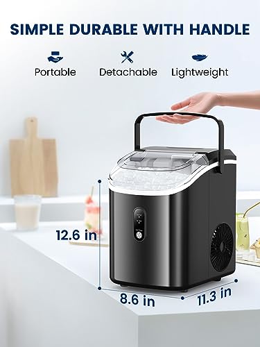 Kndko Nugget Ice Maker Countertop,34lbs/Day,Portable Crushed Ice Machine,Self Cleaning with One-Click Design & Removable Top Cover,Soft Chewable Pebble Ice Maker for Home Bar Camping RV,Black