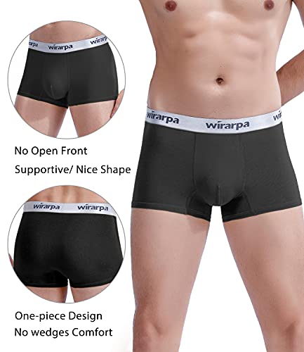 wirarpa Men's Trunks Underwear Cotton Comfortable Stretch Wide Waistband Boxer Briefs Black 4 Pack, Small