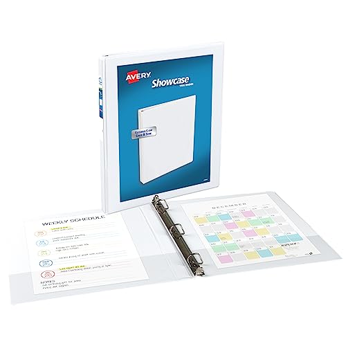 Avery Economy Showcase View 3 Ring Binder, 1/2 Inch Round Rings, 1 White Binder (19551)