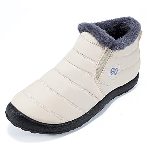 HARENCE Snow Boots for Women Winter Boot with Comfortable Warm Fur Lined Ankle Booties Outdoor Slip On Waterproof Short Boots