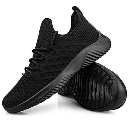 Feethit Mens Slip On Walking Shoes Lightweight Breathable Non Slip Running Shoes Comfortable Fashion Sneakers for Men Black