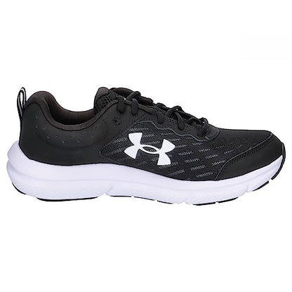 Under Armour Men's Charged Assert 10 Running Shoe, (001) Black/Black/White, 11