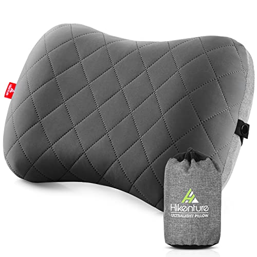 Hikenture Camping Pillow with Removable Cover - Ultralight Inflatable Pillow for Neck Lumber Support - Upgrade Backpacking Pillow - Washable Travel Air Pillows for Camping, Hiking, Backpacking (Grey)