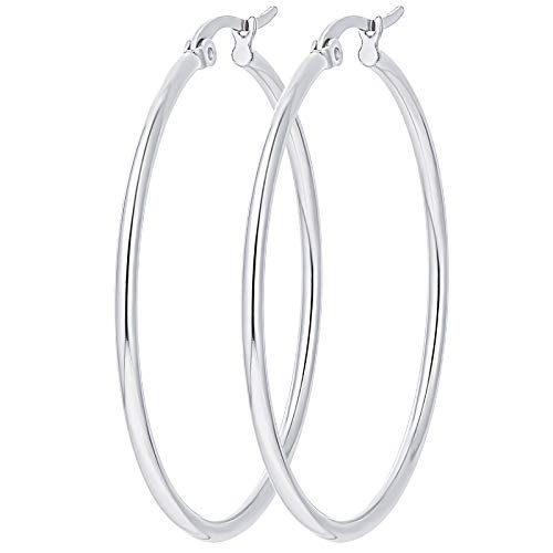 Yanxyad 2 Pairs a Set Hoop Earring Set 316L Stainless Steel Hoop Earrings for Women or Girls