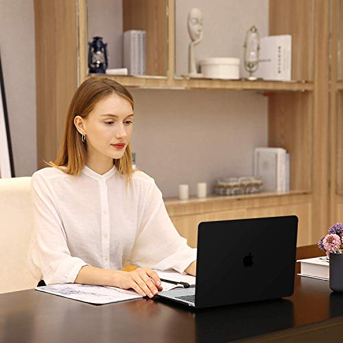 MOSISO Compatible with MacBook Air 13 inch Case 2022, 2021-2018 Release A2337 M1 A2179 A1932 Retina Display Touch ID, Plastic Hard Shell&Keyboard Cover&Screen Protector&Storage Bag, Black