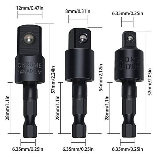 CIGOTU Right Angle Drill Adaptor,4-in-1 Impact Drill Bit Extension,360° Rotatable 1/4 3/8 1/2" Impact Grade Socket Adapter Set,105 Degree Angle Screwdriver Drill Bit for Household Workplace Industry