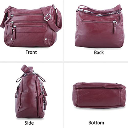 ELDA 10 Pockets Crossbody Purses for Women Medium Pocketbooks Lightweight Ladies Satchel Bag Multi Pocket Shoulder Handbag