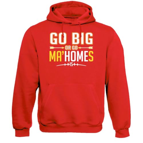 Xtreme Apparrel Go Big or Go Ma'homes Football Fans Men's Sweatshirt Hoodie (Red Hoodie, L)