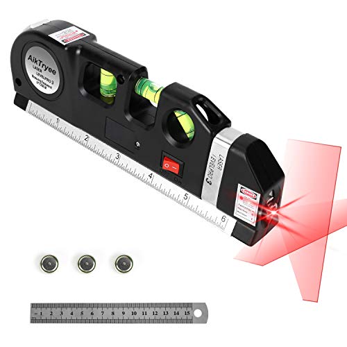 Laser Level Line Tool, Multipurpose Laser Level Kit Standard Cross Line Laser level Laser Line leveler Beam Tool with Metric Rulers 8ft/2.5M for Picture Hanging cabinets Tile Walls by AikTryee.