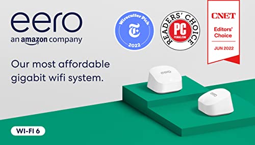 Amazon eero 6+ mesh Wi-Fi system | Fast and reliable gigabit speeds | connect 75+ devices | Coverage up to 3,000 sq. ft. | 2-pack, 2022 release