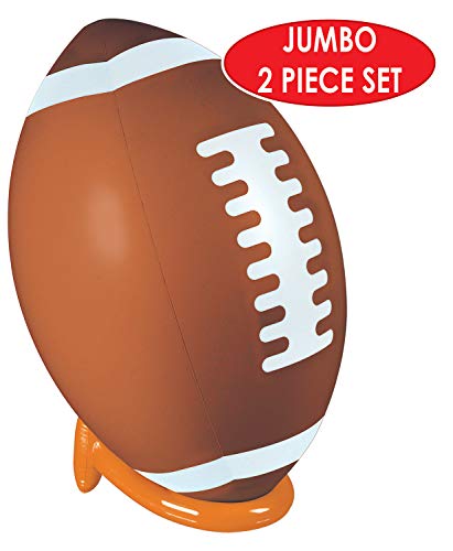 Beistle 3 FT 2 in Large Inflatable Football and Tee Set for Game Day Party Decorations, Sports Theme Photo Props