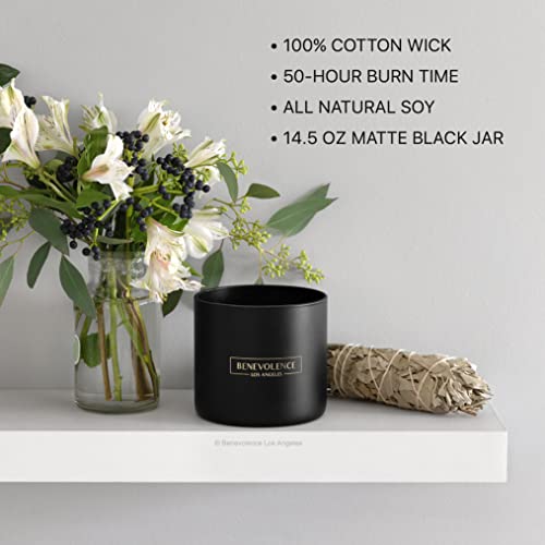 Benevolence LA 3 Wick Candle | Bergamot & Jasmine Large Candle | 14.5 oz Scented Candles for Home Scented | Natural Soy Candles Gifts for Women | 45 Hour Burn Aromatherapy Candle