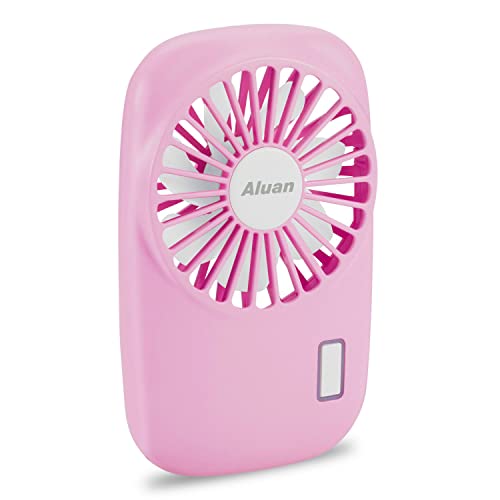 Aluan Handheld Fan Mini Fan Powerful Small Personal Portable Fan Speed Adjustable USB Rechargeable Cooling for Kids Girls Boys Woman Home Office Outdoor Travel, Pink