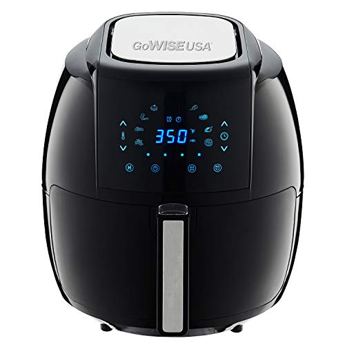 GoWISE USA 1700-Watt 5.8-QT 8-in-1 Digital Air Fryer with Recipe Book, Black