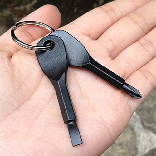 ROSTIVO Screwdriver Keychain Pocket Repair Tool Multi Mini Cool Gadgets for Men Small Gift for Women (Black)