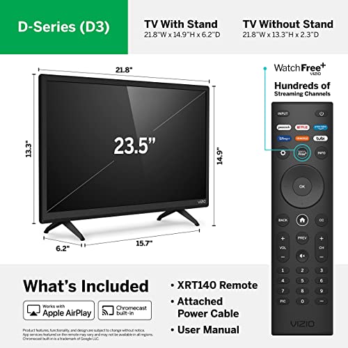 VIZIO D-Series 24” Class LED HDTV Smart TV - D24f-G9 (Renewed)