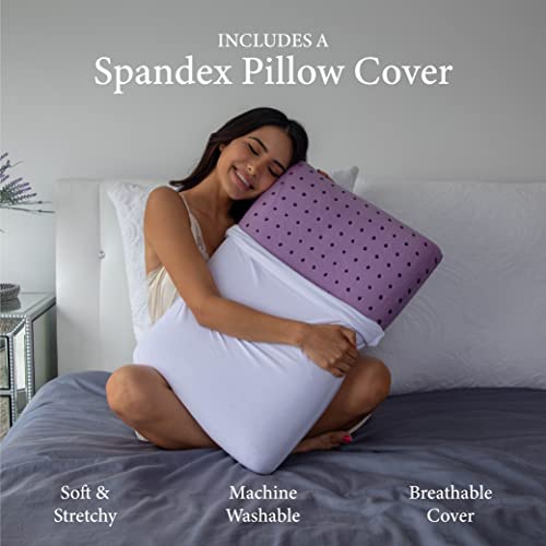 Pharmedoc Cooling Memory Foam Pillows, 1 Pack, Ventilated Lilac Dreamer Bed Pillow, Reading and Bed Rest Pillows, Standard, Back Sleeper and Side Sleeper Support, Sleeping Pillows for Adults