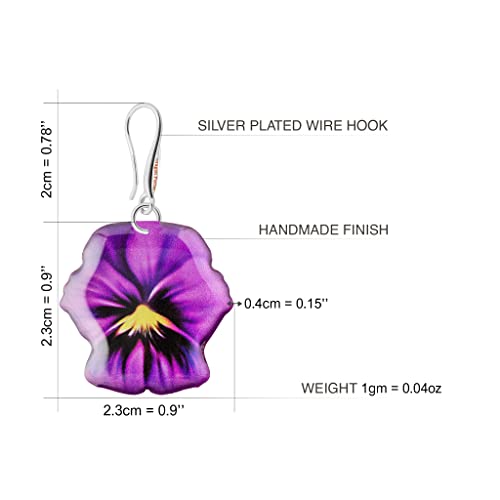 Beautiful Garden Collection Flower Butterfly Shape Lightweight Dangle Earrings; Christmas Love Jewelry Gift for Women (Blossom Violet Pansy)