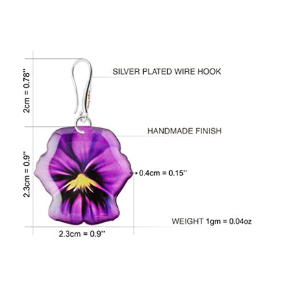 Beautiful Garden Collection Flower Butterfly Shape Lightweight Dangle Earrings; Christmas Love Jewelry Gift for Women (Blossom Violet Pansy)