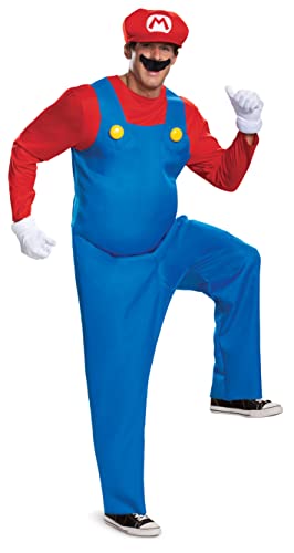 Disguise Mens Mario Costume, Official Super And Hat Adult Sized, Mario, XXL (50-52)