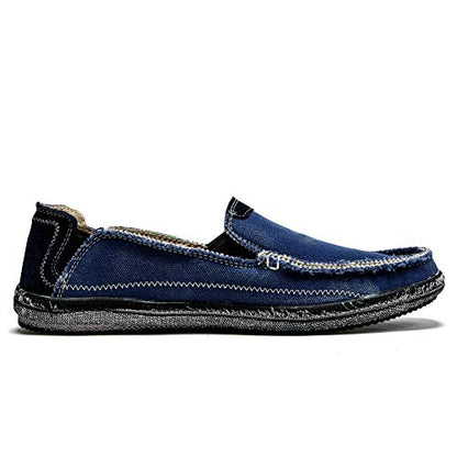 Men's Slip on Deck Shoes Loafers Canvas Boat Shoe Non Slip Casual Loafer Flat Outdoor Sneakers Walking (Blue, Numeric_13)