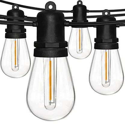 60FT LED Outdoor String Lights, S14 (30FT*2) Patio String Lights for Outside with Shatterproof E12 LED Bulbs, Weatherproof LED Outdoor Lights for Patio Backyard Porch Garden Bistro Cafe Party Decor