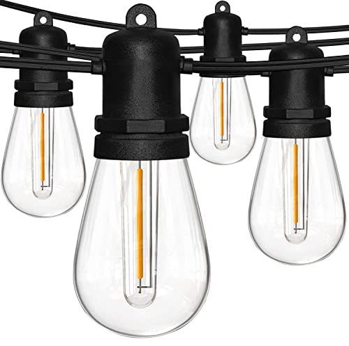 60FT LED Outdoor String Lights, S14 (30FT*2) Patio String Lights for Outside with Shatterproof E12 LED Bulbs, Weatherproof LED Outdoor Lights for Patio Backyard Porch Garden Bistro Cafe Party Decor