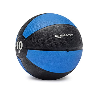 Amazon Basics Weighted Medicine Ball for Workouts Exercise Balance Training, 10 Pounds, Blue/Black