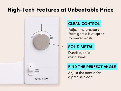 TUSHY Classic 3.0 Bidet Toilet Seat Attachment - A Non-Electric Self Cleaning Water Sprayer with Adjustable Water Pressure Nozzle, Angle Control & Easy Home Installation (Platinum)