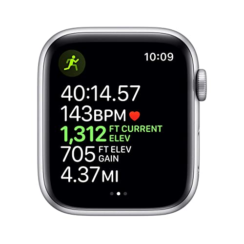 Apple Watch Series 5 (GPS, 40MM) Silver Aluminum Case with White Sport Band (Renewed)