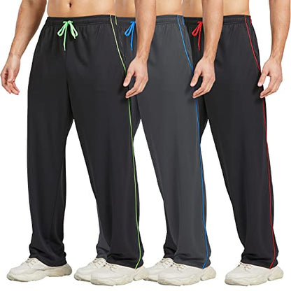 E-SURPA Men's Athletic Pant with Pockets Open Bottom Sweatpants for Men Workout, Exercise, Running (Set 2: 3 Pack XL)