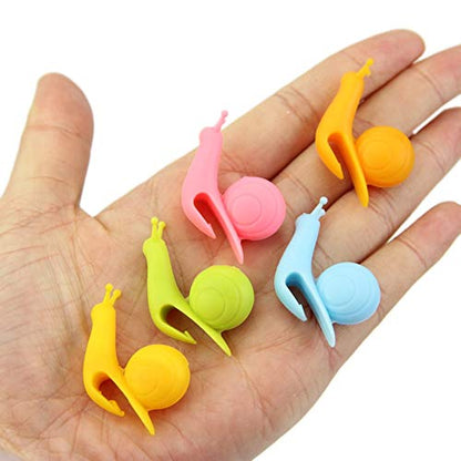 10pcs Cute Snail Shape Silicone Tea Bag Holder Cup Mug Candy Colors Gift Set