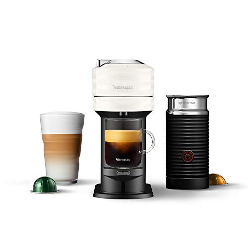 Nespresso Vertuo Next Coffee and Espresso Maker by De'Longhi with Aeroccino Milk Frother, White