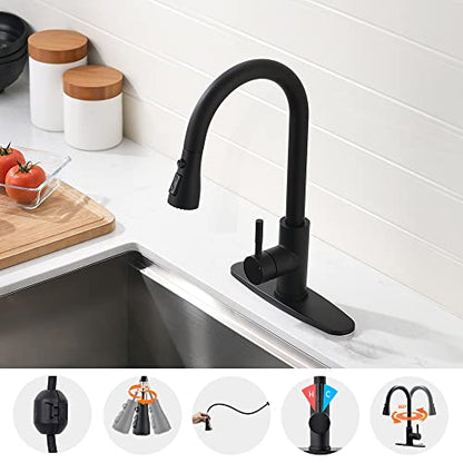 Black Kitchen Faucets with Pull Down Sprayer Kitchen Sink Faucet with Pull Out Sprayer Single Hole Deck Mount Single Handle Stainless Steel Grifos De Cocina 866068R