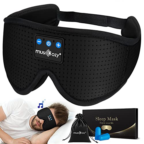 MUSICOZY Sleep Headphones Bluetooth 5.2 Headband Sleeping Headphones, Wireless Headband Headphones Eye Mask Sleep Earbuds for Side Sleeper with HD Speakers Cool Tech Gadgets Unique Holiday Gifts
