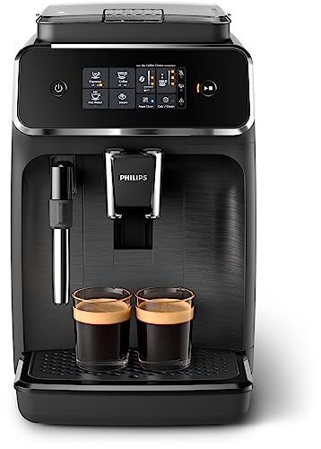 PHILIPS 2200 Series Fully Automatic Espresso Machine - Classic Milk Frother, 2 Coffee Varieties, Intuitive Touch Display, Black, (EP2220/14)