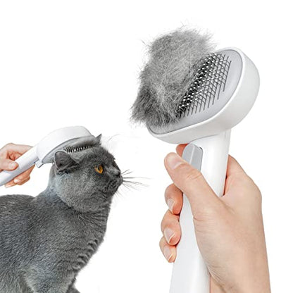 aumuca Cat Brush with Release Button, Cat Brushes for Indoor Cats Shedding, Cat Brush for Long or Short Haired Cats, Cat Grooming Brush Cat Comb for Kitten Rabbit Massage Removes Loose Fur