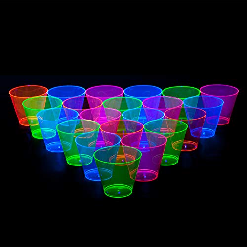 Party Essentials Plastic Cups, 50-Count, Assorted Neon