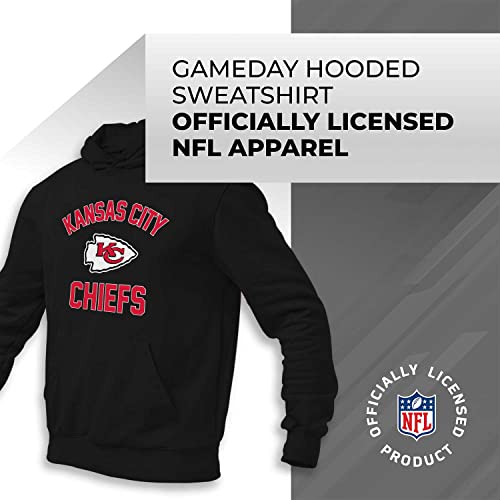 Team Fan Apparel NFL Adult Gameday Hooded Sweatshirt - Poly Fleece Cotton Blend - Stay Warm and Represent Your Team in Style (Kansas City Chiefs - Black, Adult Medium)