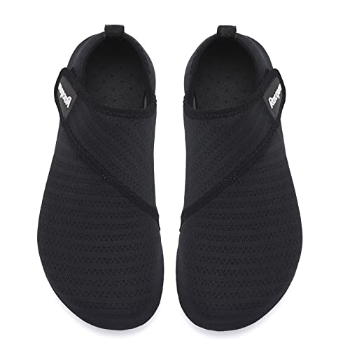 Racqua Water Shoes Quick-Dry Barefoot Aqua Socks for Men Yoga Excerise Beach Swim Lightweight Shoes Black 9-10