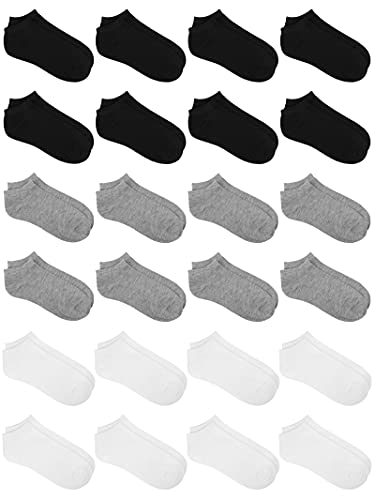 URATOT 24 Pairs Kids' Low Cut Socks Boys' or Girls' Half Cushion Socks Athletic Ankle Socks