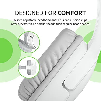 Belkin SoundForm Mini - Wireless Bluetooth Headphones for Kids with Built in Microphone - On-Ear Bluetooth Earphones for iPhone, iPad, Fire Tablet & More - White