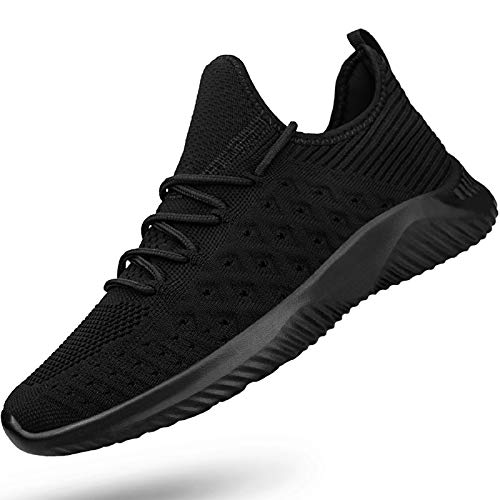 Feethit Mens Slip On Walking Shoes Lightweight Breathable Non Slip Running Shoes Comfortable Fashion Sneakers for Men Black