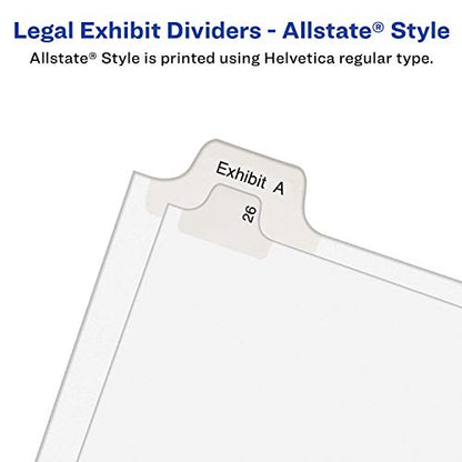 Avery Collated Legal Exhibit Dividers, Allstate Style, 176-200, Side Tab, 8.5 x 11 inches, 1 Set (82190),White