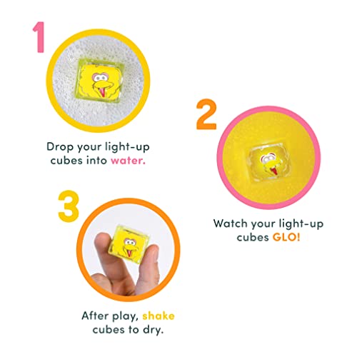 Glo Pals x Sesame Street Water-Activated Light-Up Cubes for Sensory Play (Big Bird - Yellow & Orange)