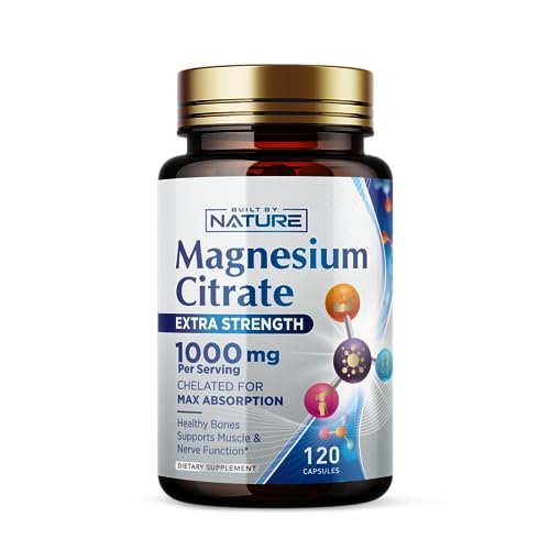 Magnesium Citrate 1000mg - Max Absorption & High Potency Magnesium Complex Supplement for Heart, Muscle, Nerve, Bone Health & Stress Relief - Non-GMO, Gluten-Free - 120 Vegan Capsules